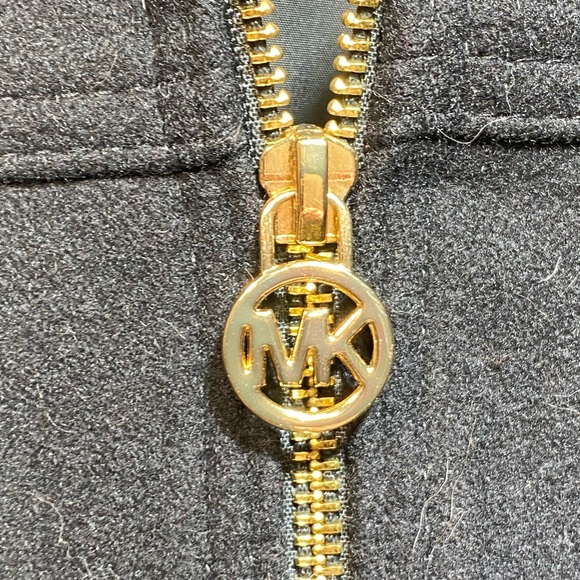 Michael Kors Black Trench Coat with Gold Accents - Picture 3 of 15